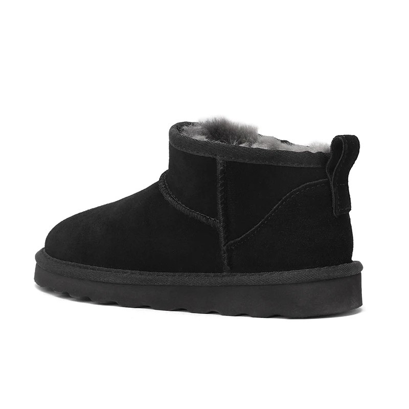SmallHut Trend 2026 Winter Natural Cow Suede Punk Women Snow Boots Slip-On Ladies Antelope-Brown Black Platform Round Toe Boots