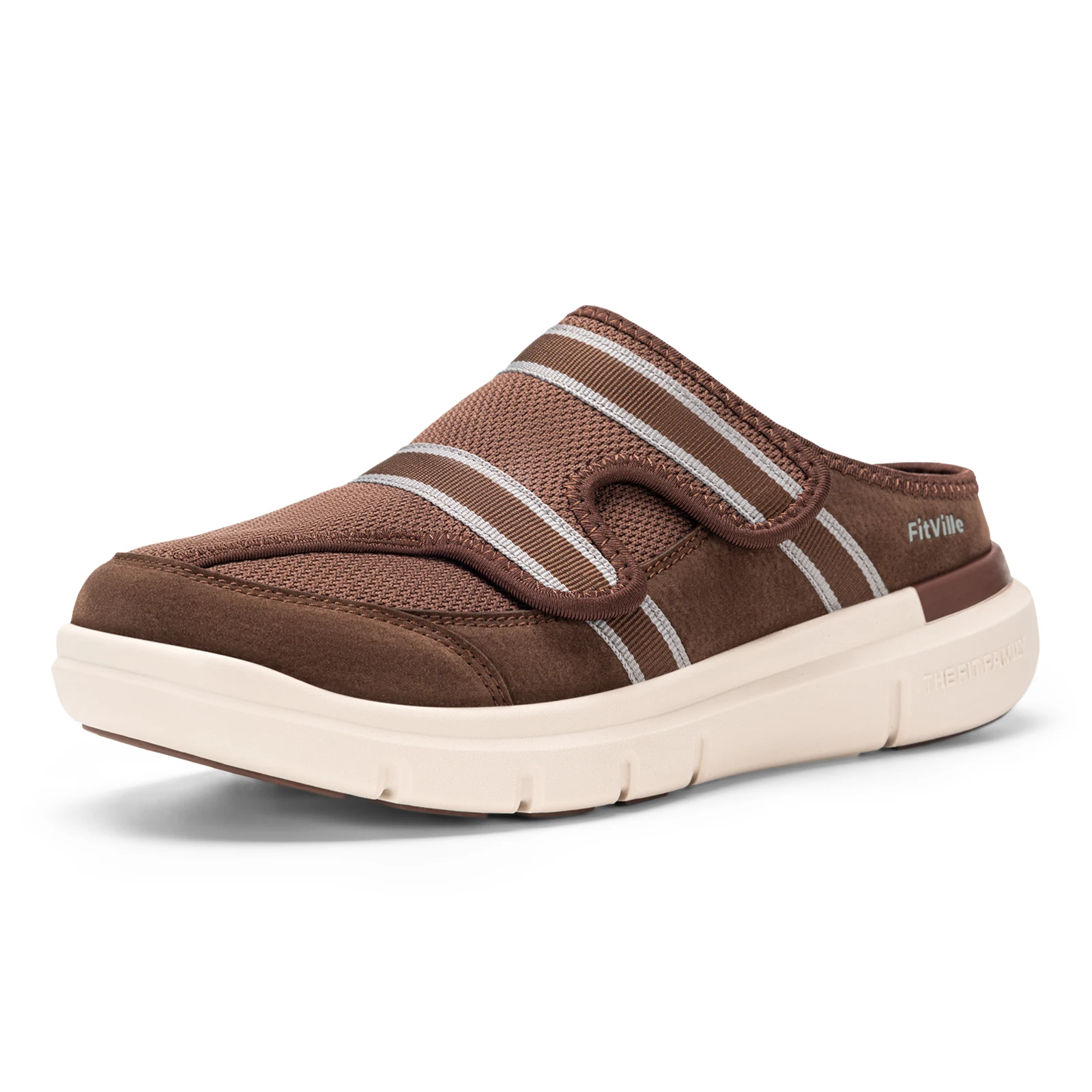 Fitville Wide Toe Men's Diabetic Sandals Soft Breathable Slippers Fashion Walking Shoes Slip On Clog Flips Flops For Fasciitic