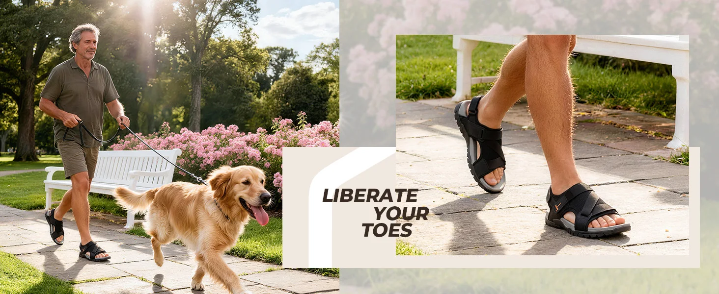 FitVille Wide Sandals for Men Comfortable Summer Hiking Sandal With Arch Support Non-slip Shoes for Outdoor Beach Travel