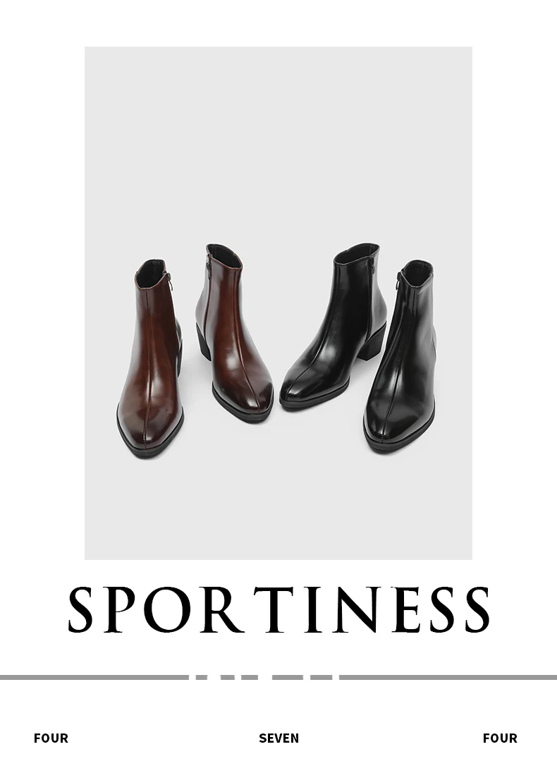 Men's Pointed Toe Chelsea Boots Black Brown Leather Ankle Boots Side Zipper Block Heel Dress Shoes Business Formal Footwear 2026
