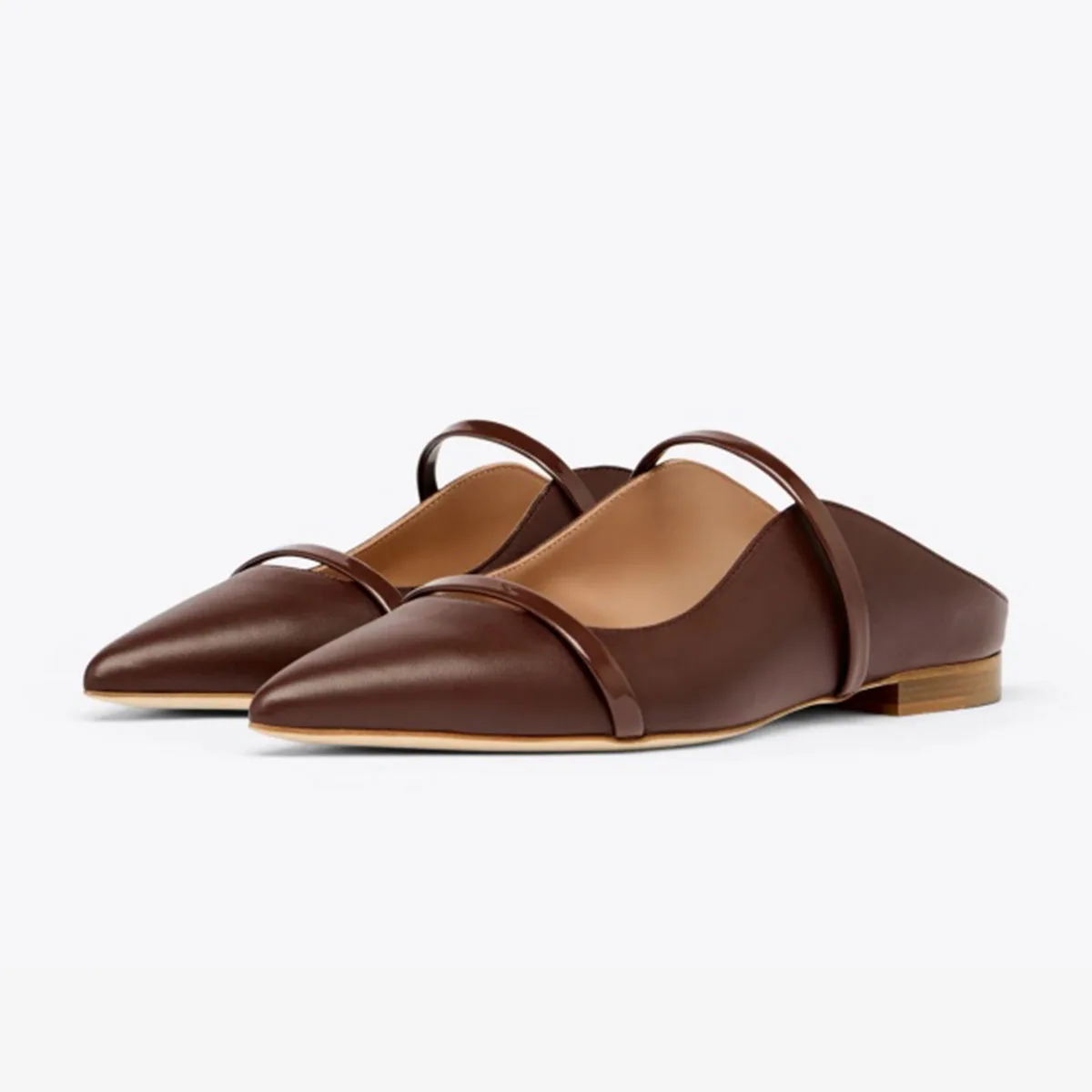Arden Furtado Summer Burgundy One-word Band Mules Pointed Toe Shallow Pull-on Mixed Colors Fashion Flats Slippers