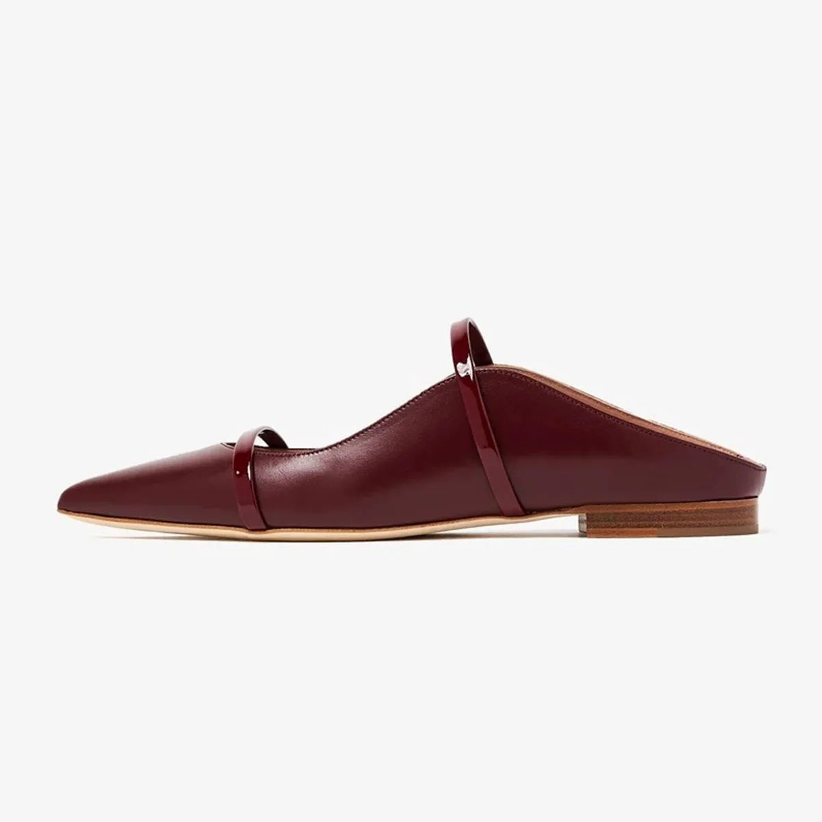 Arden Furtado Summer Burgundy One-word Band Mules Pointed Toe Shallow Pull-on Mixed Colors Fashion Flats Slippers