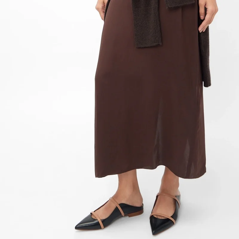 Arden Furtado Summer Burgundy One-word Band Mules Pointed Toe Shallow Pull-on Mixed Colors Fashion Flats Slippers