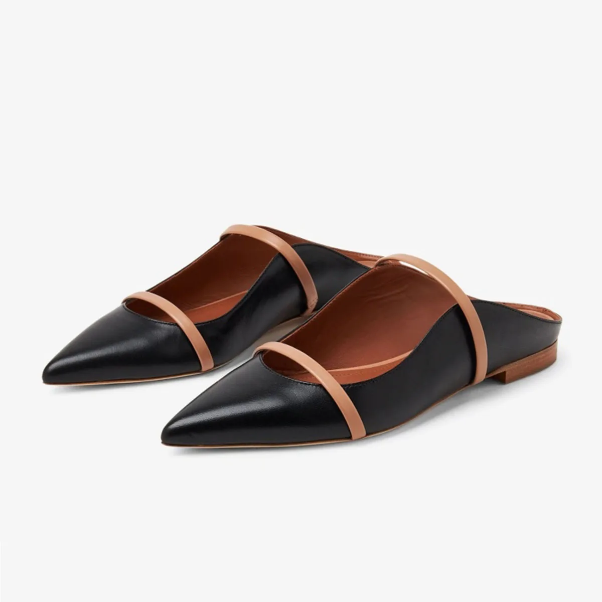 Arden Furtado Summer Burgundy One-word Band Mules Pointed Toe Shallow Pull-on Mixed Colors Fashion Flats Slippers