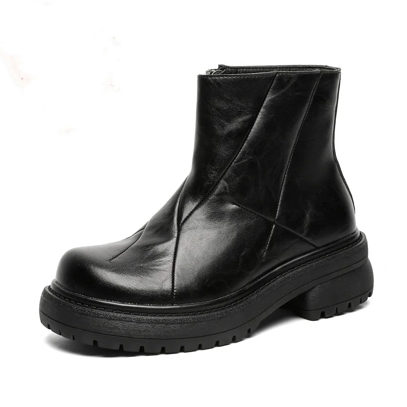 big size mens casual hip hop rock chelsea boots designer genuine leather shoes cowboy platform boot cool autumn winter botas man