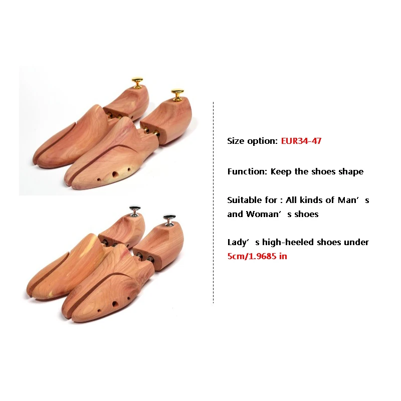 2-PACK Men's and Women's Twin Tube Adjustable Red Cedar Shoe Tree Wood Shoe Tree