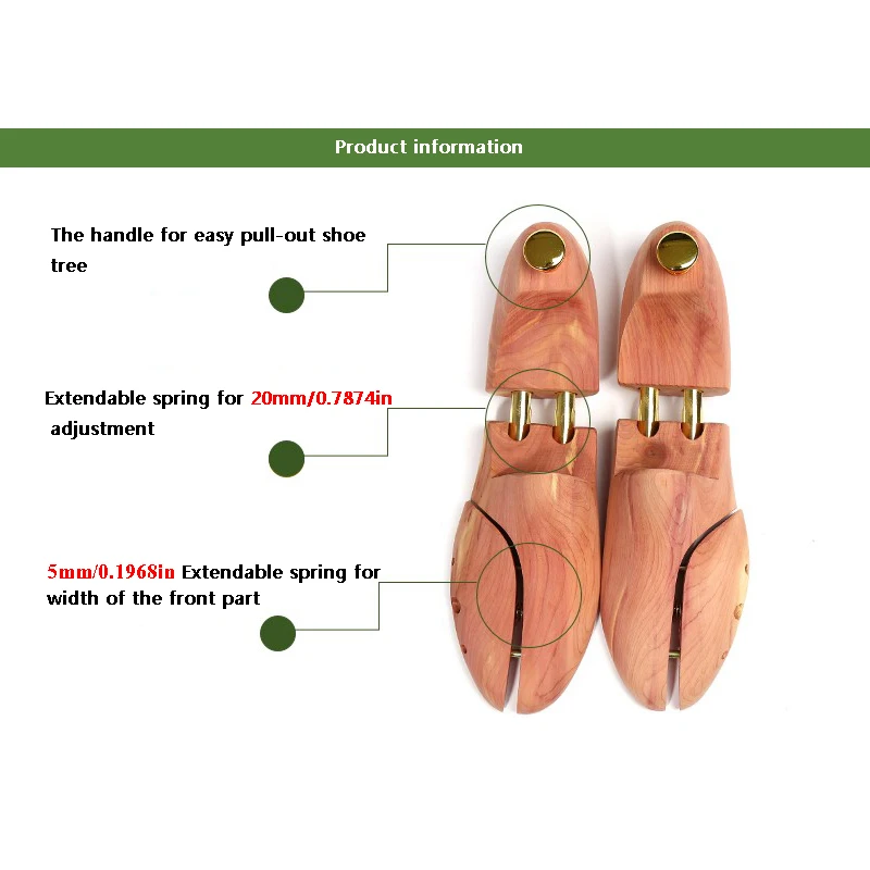 2-PACK Men's and Women's Twin Tube Adjustable Red Cedar Shoe Tree Wood Shoe Tree
