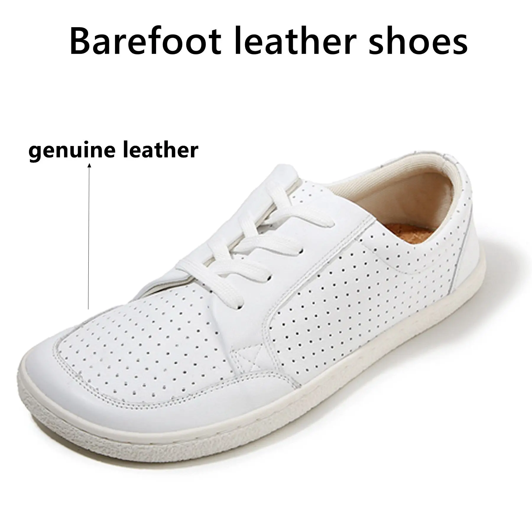 TONGLEPAO Barefoot Genuine leather Sneaker For Women Men Flat Soft Thin Out Zero Drop Sole Wider Toe Box Flexible Light Weight