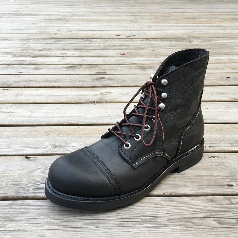 New Handmade Brand Vintage British Men Boots Cow Leather Goodyear Welted Ankle Boots Dress Wings Motorcycle Boots Tooling Desert
