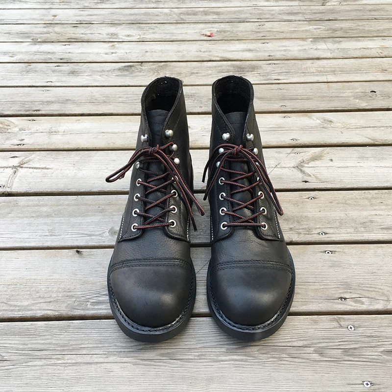 New Handmade Brand Vintage British Men Boots Cow Leather Goodyear Welted Ankle Boots Dress Wings Motorcycle Boots Tooling Desert