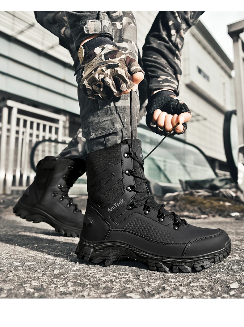 Men's wild training boots four seasons high-top non-slip waterproof outdoor boots fashion comfort jungle hiking sneakers boots