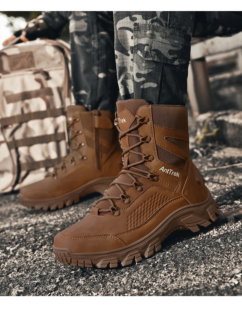 Men's wild training boots four seasons high-top non-slip waterproof outdoor boots fashion comfort jungle hiking sneakers boots