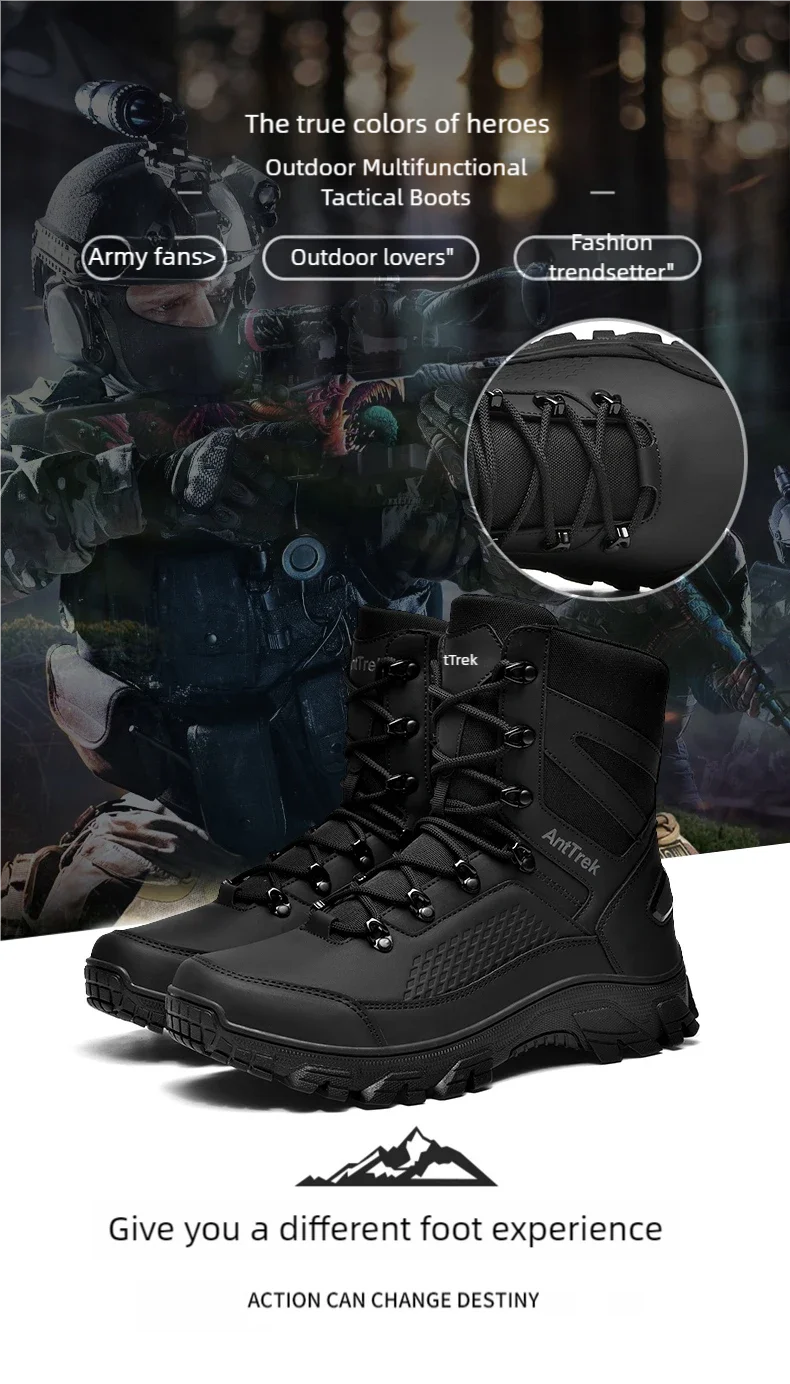 Men's wild training boots four seasons high-top non-slip waterproof outdoor boots fashion comfort jungle hiking sneakers boots