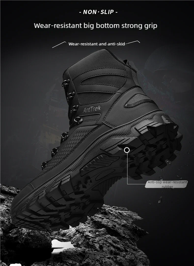 Men's wild training boots four seasons high-top non-slip waterproof outdoor boots fashion comfort jungle hiking sneakers boots