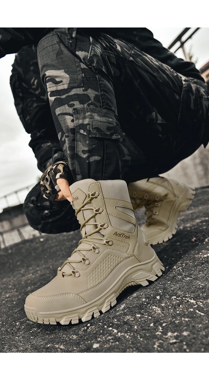 Men's wild training boots four seasons high-top non-slip waterproof outdoor boots fashion comfort jungle hiking sneakers boots