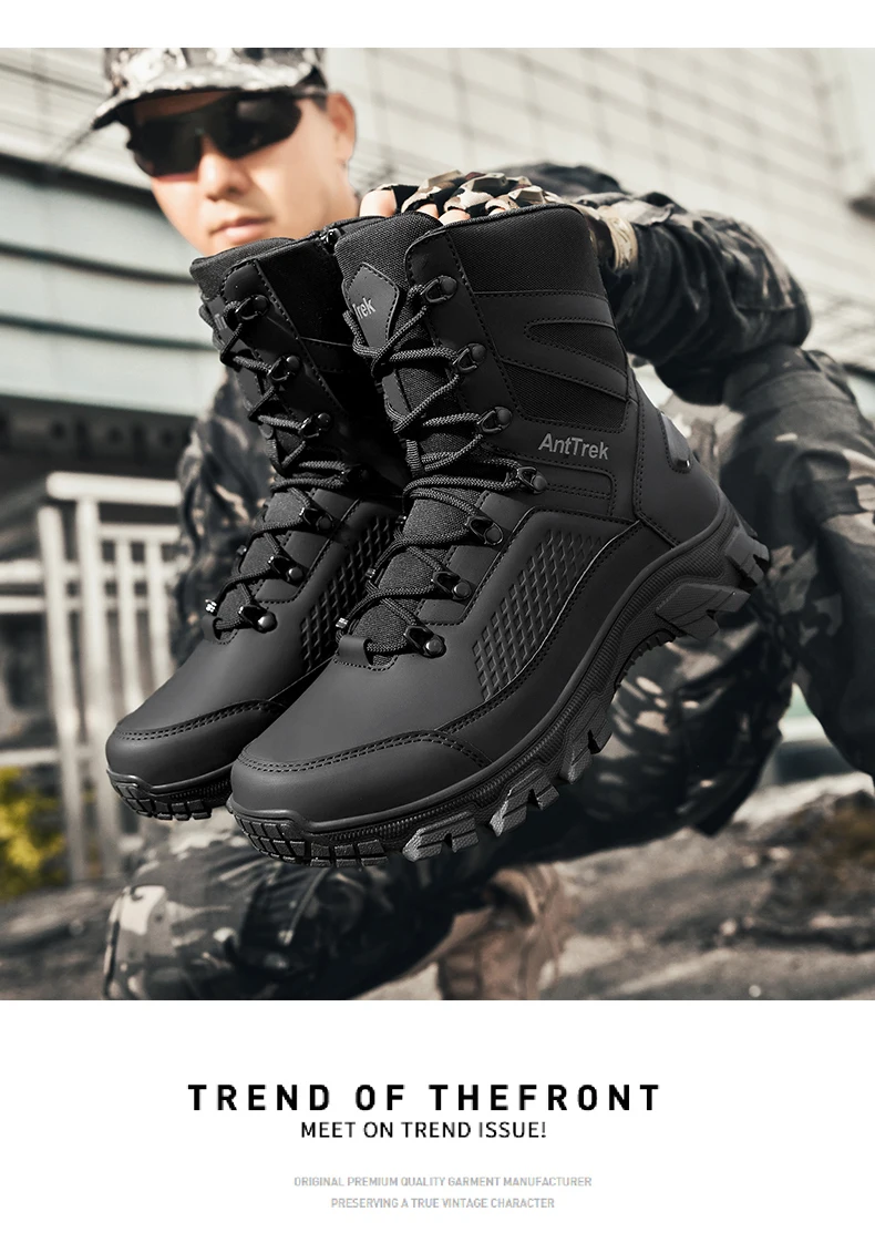 Men's wild training boots four seasons high-top non-slip waterproof outdoor boots fashion comfort jungle hiking sneakers boots