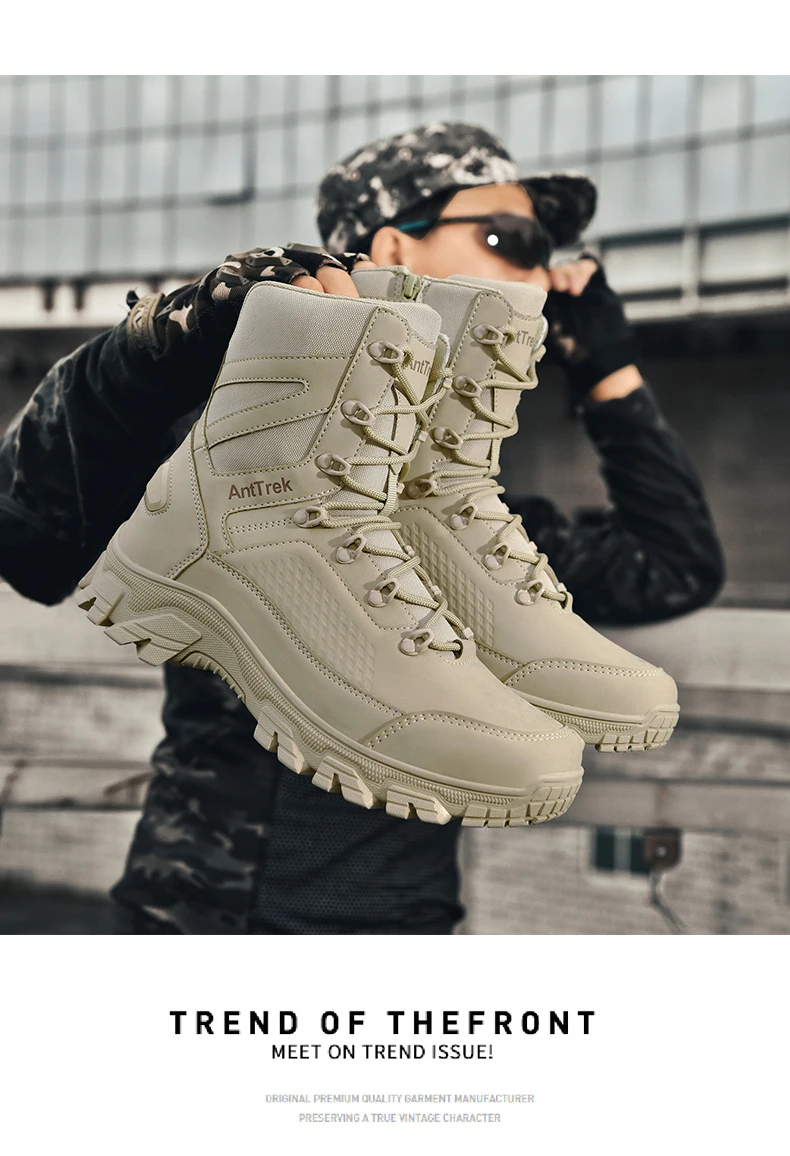 Men's wild training boots four seasons high-top non-slip waterproof outdoor boots fashion comfort jungle hiking sneakers boots
