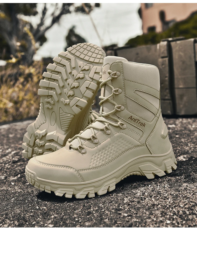 Men's wild training boots four seasons high-top non-slip waterproof outdoor boots fashion comfort jungle hiking sneakers boots