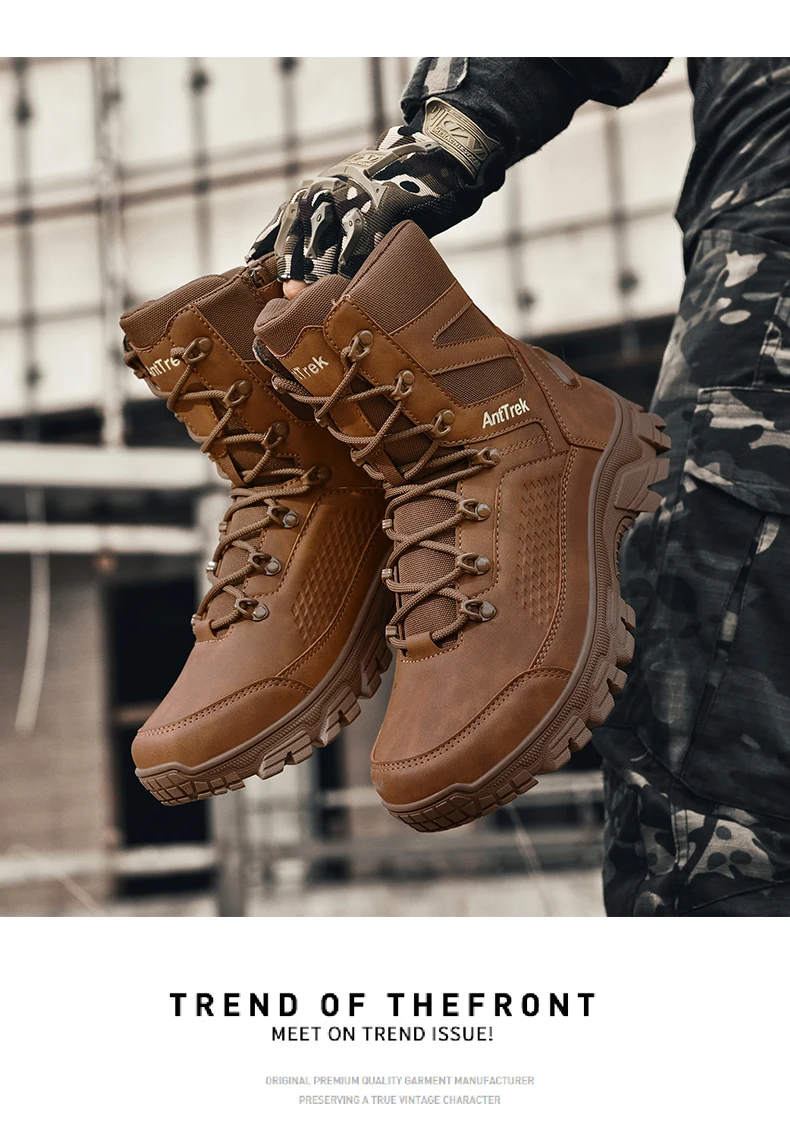 Men's wild training boots four seasons high-top non-slip waterproof outdoor boots fashion comfort jungle hiking sneakers boots