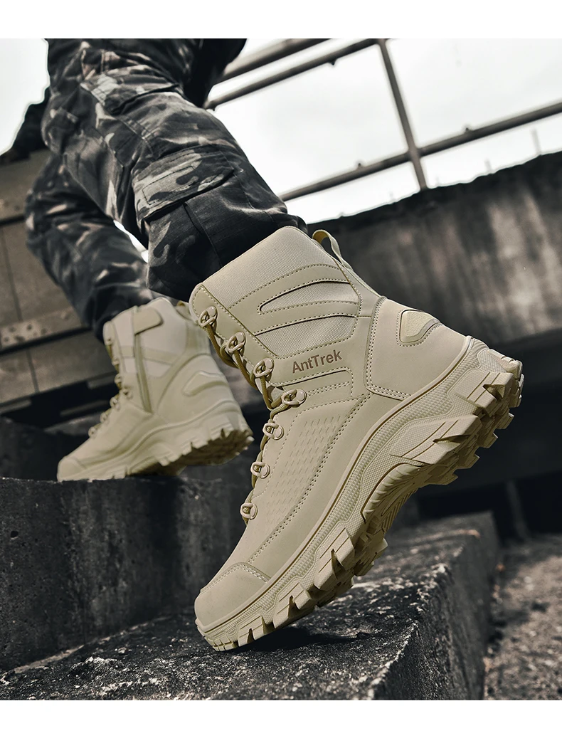 Men's wild training boots four seasons high-top non-slip waterproof outdoor boots fashion comfort jungle hiking sneakers boots