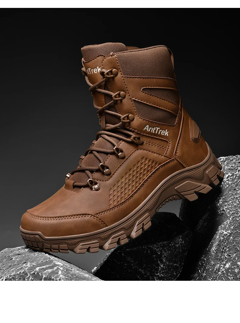 Men's wild training boots four seasons high-top non-slip waterproof outdoor boots fashion comfort jungle hiking sneakers boots