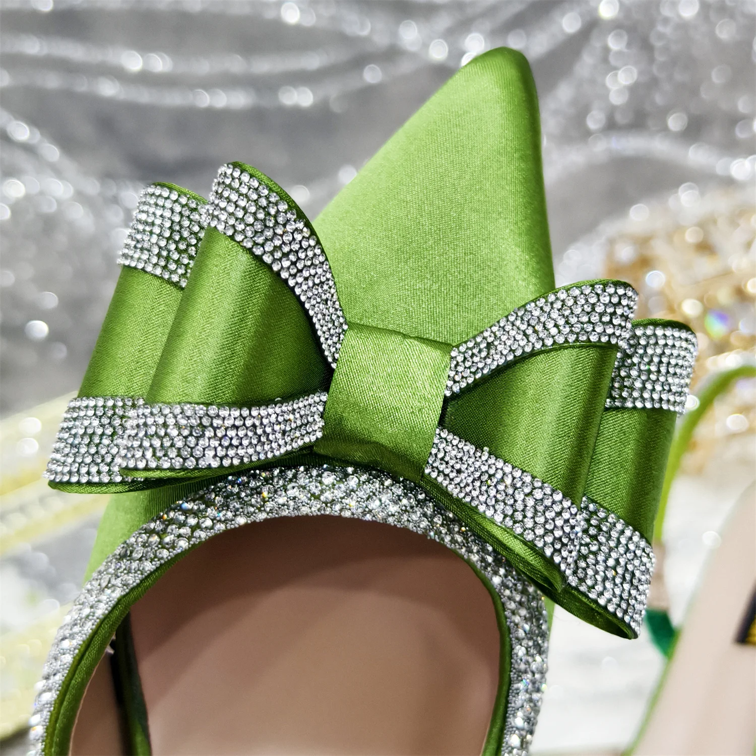 Venus Chan 2025 New Olive Green Pointed Toe INS Party Wedding Italy Design Women's High Heels Shoes and Bag to Match Italian