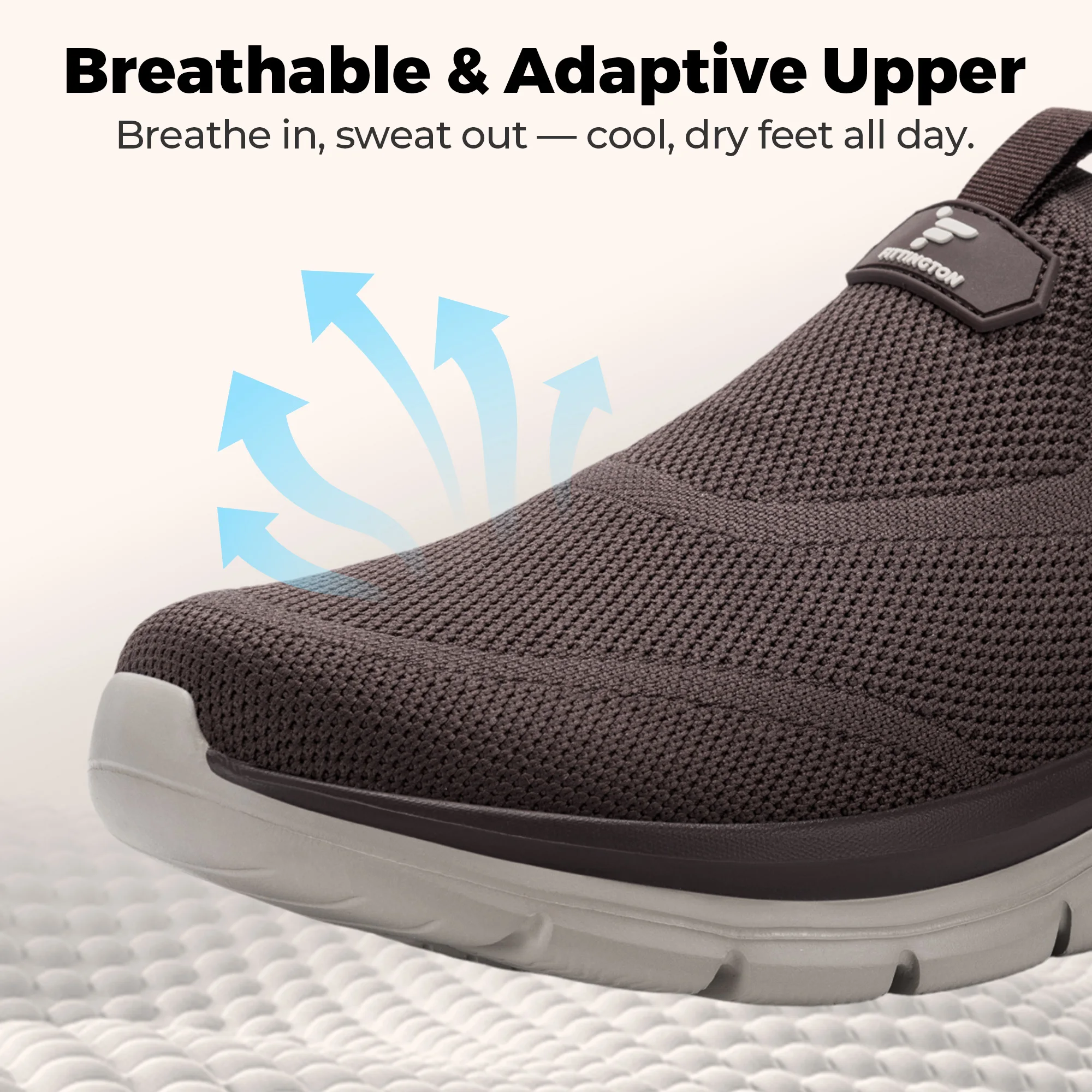 Fitington Men's Walking Shoes Extra Wide Toe Box Slip On Casual Shoes Comfortable Thick Sole Sneakers Arch Support Wide Foot