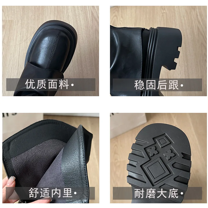 Thick soled long tube boots 2025 new autumn and winter high tube boots V-mouth pants boots stack boots knight boots