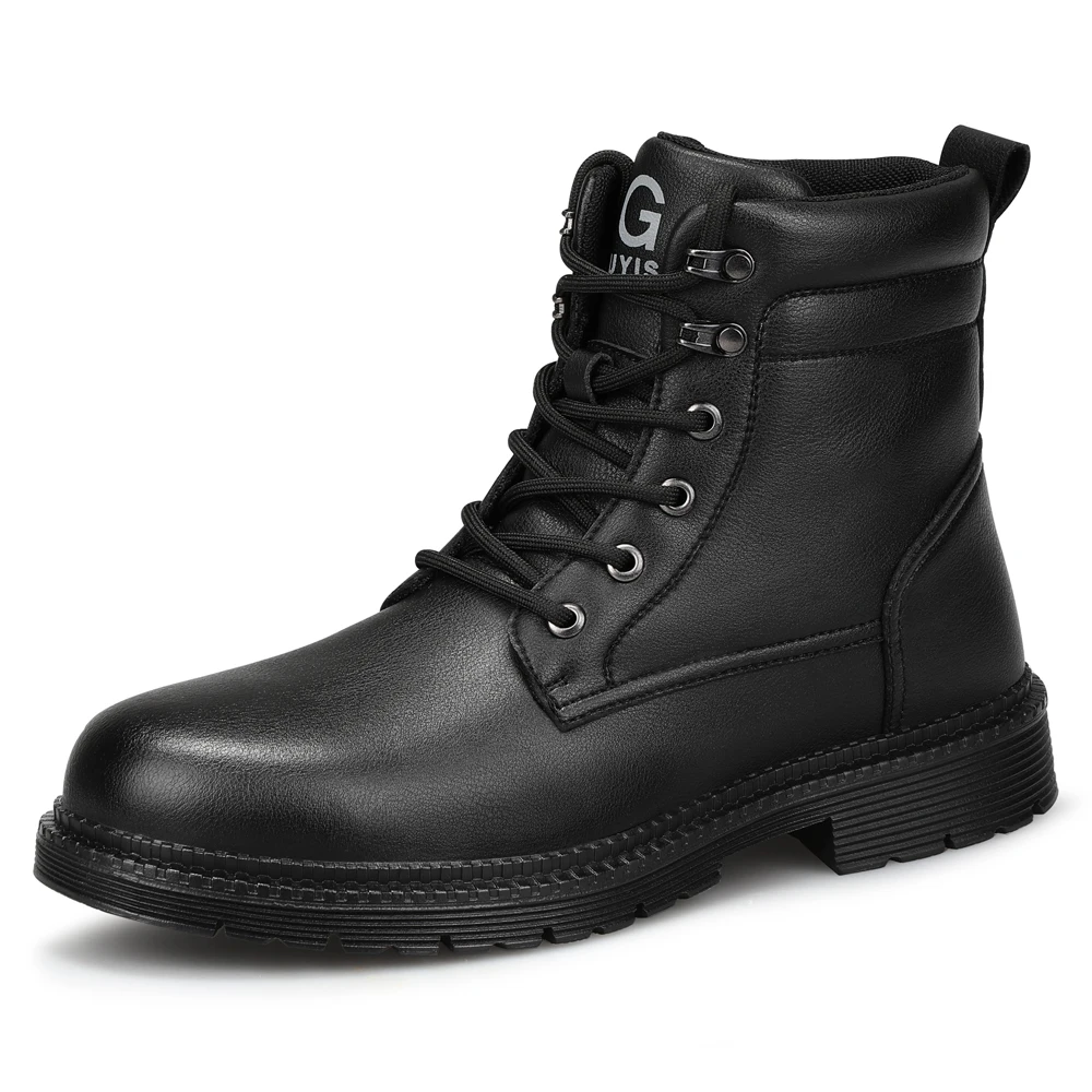 Men Leather Boots Warm Winter Boots Safety Shoes Men Waterproof Work Boots Puncture-Proof Indestructible Shoes Security Boots