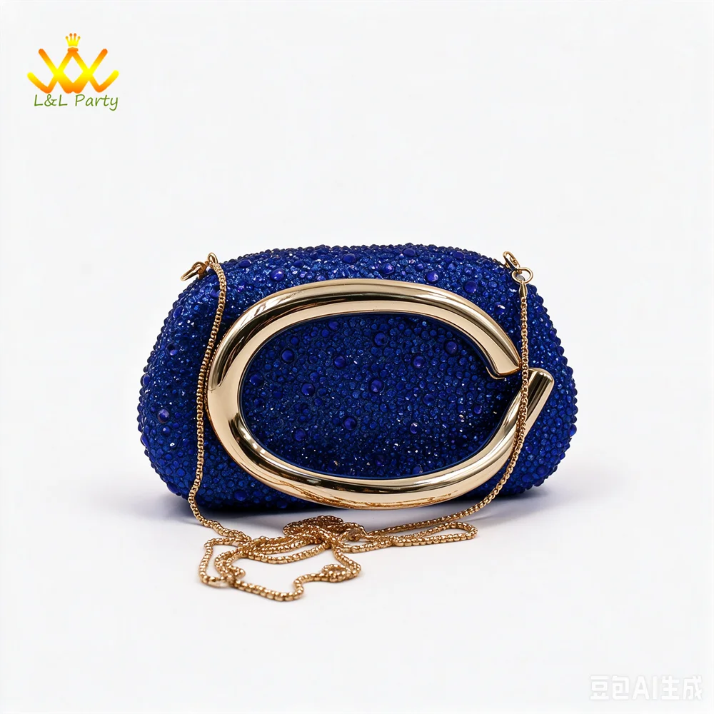 2026 Autumn New Arrivals Royal Blue Color Shoes and Bag Set Special Design Fashion for Wedding Party