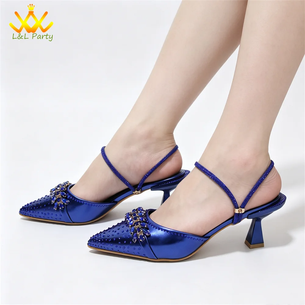 2026 Autumn New Arrivals Royal Blue Color Shoes and Bag Set Special Design Fashion for Wedding Party