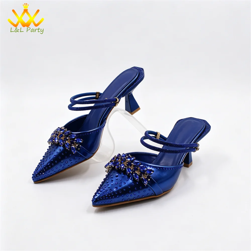 2026 Autumn New Arrivals Royal Blue Color Shoes and Bag Set Special Design Fashion for Wedding Party
