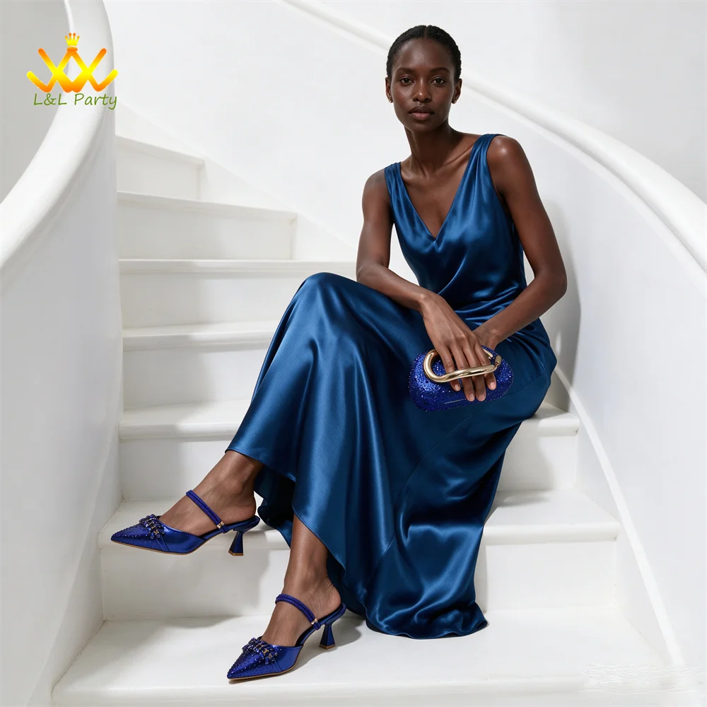 2026 Autumn New Arrivals Royal Blue Color Shoes and Bag Set Special Design Fashion for Wedding Party