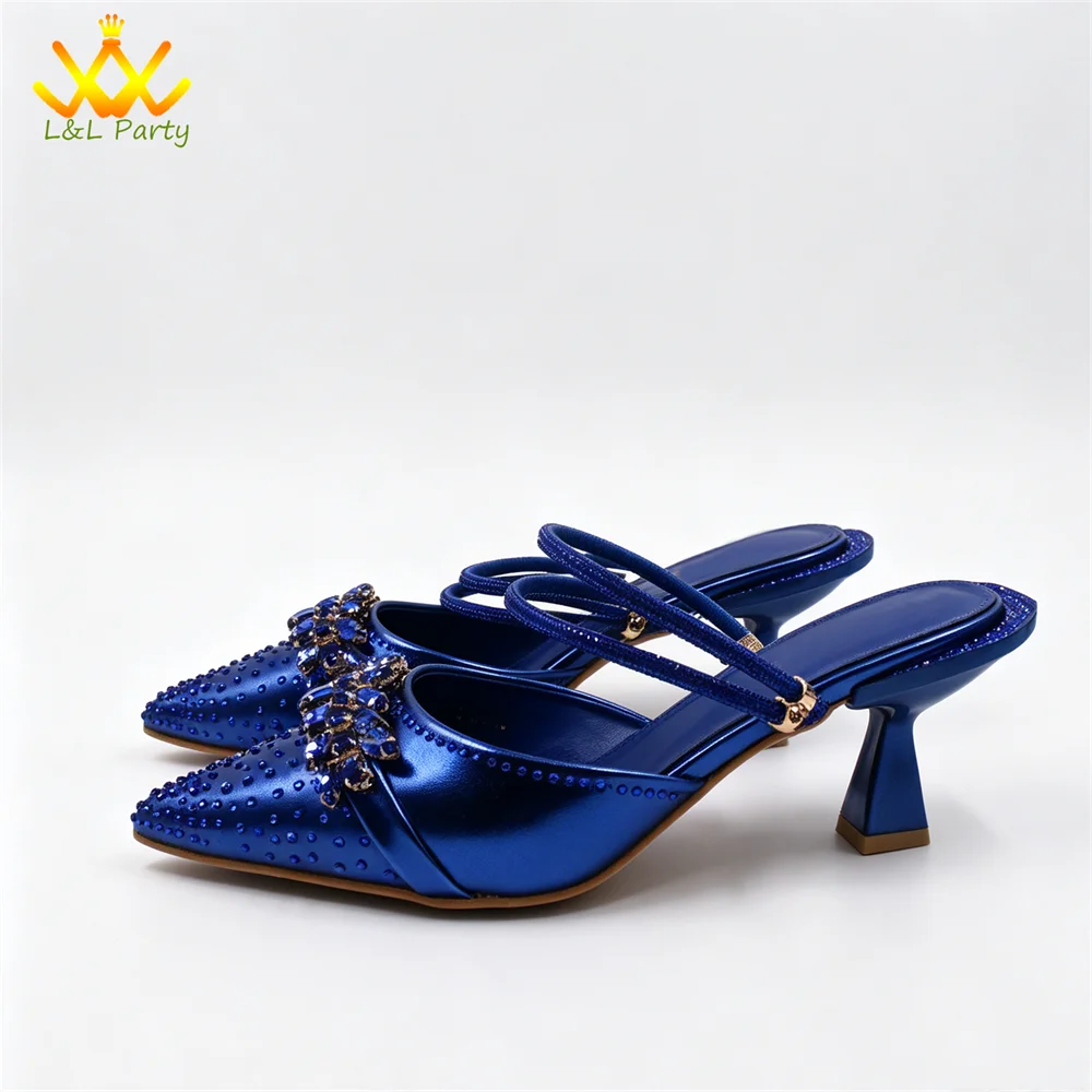 2026 Autumn New Arrivals Royal Blue Color Shoes and Bag Set Special Design Fashion for Wedding Party