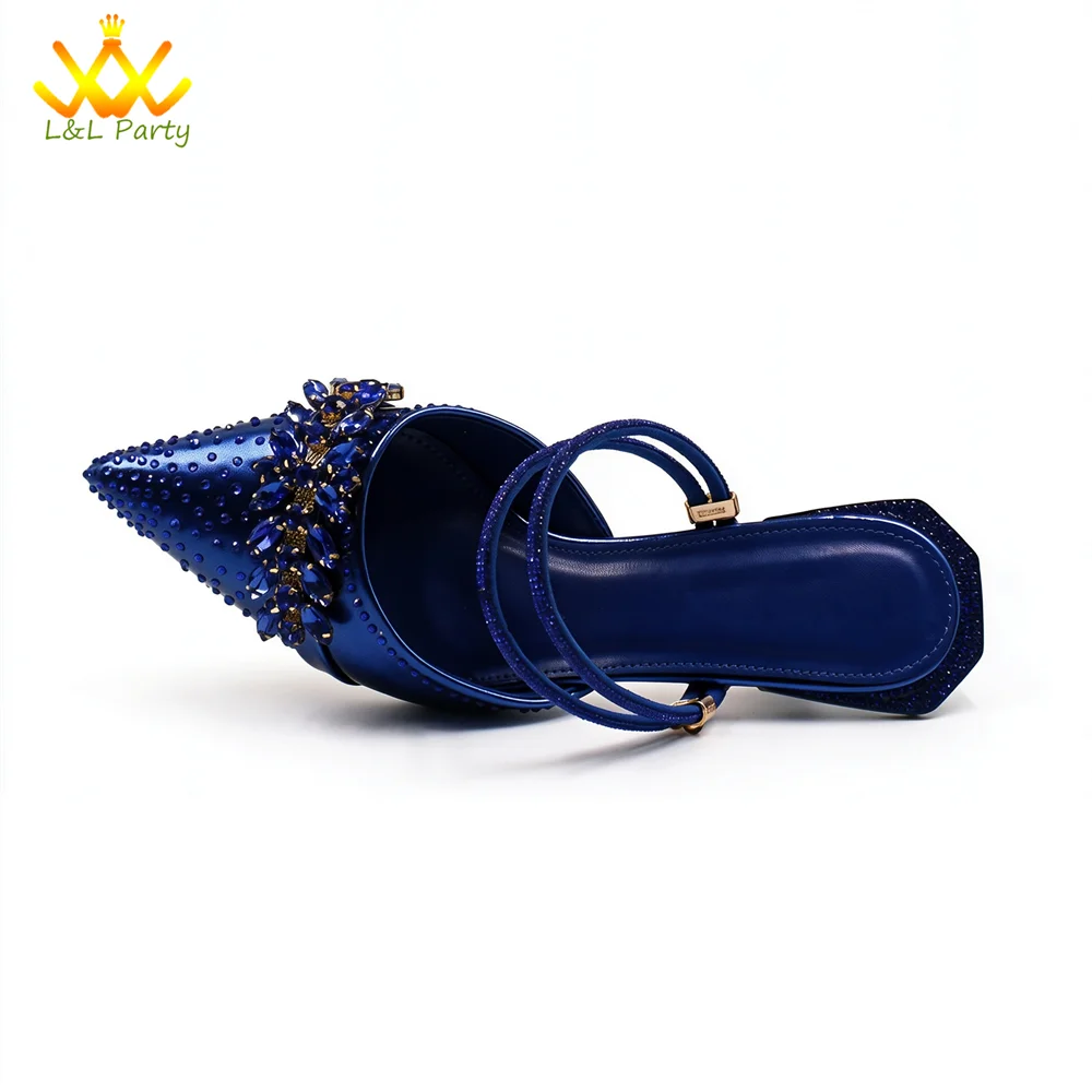 2026 Autumn New Arrivals Royal Blue Color Shoes and Bag Set Special Design Fashion for Wedding Party