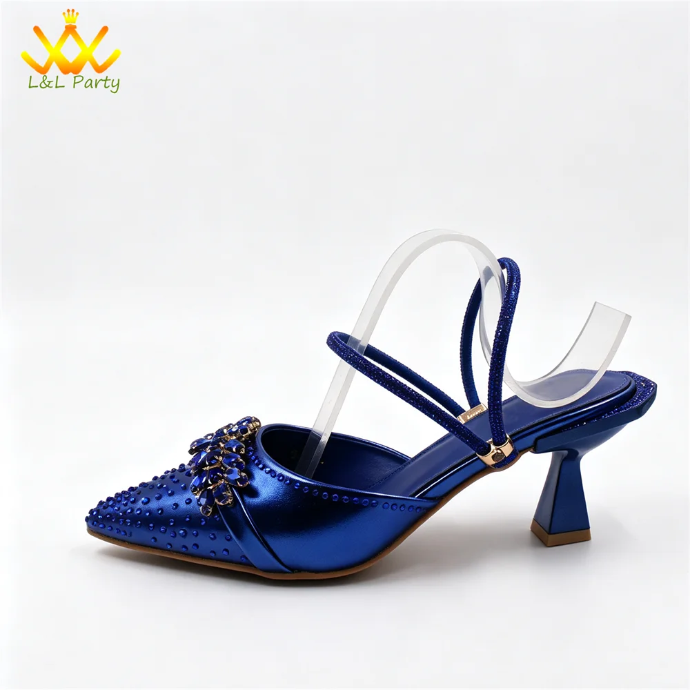 2026 Autumn New Arrivals Royal Blue Color Shoes and Bag Set Special Design Fashion for Wedding Party