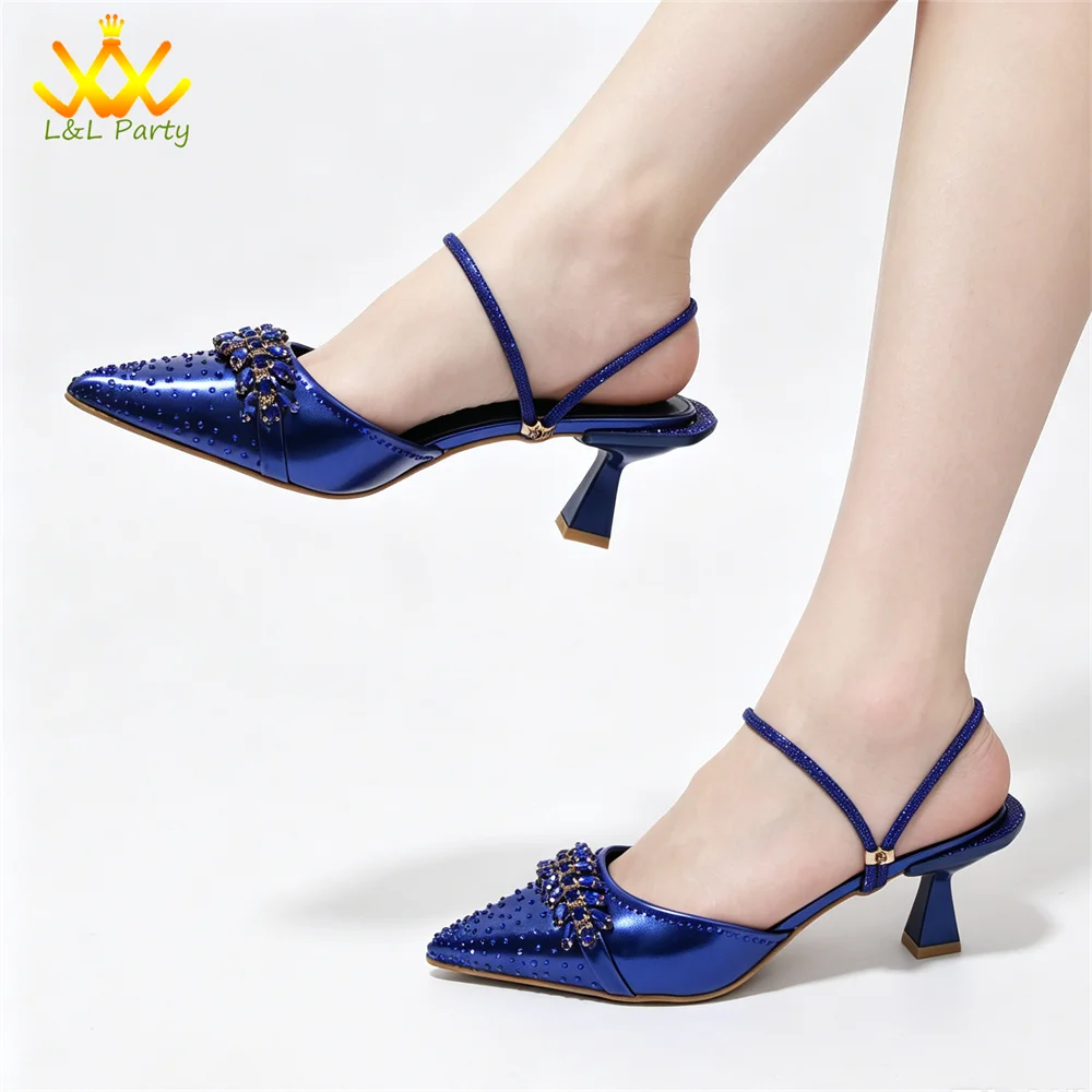 2026 Autumn New Arrivals Royal Blue Color Shoes and Bag Set Special Design Fashion for Wedding Party