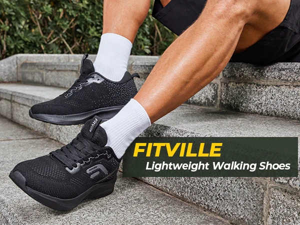 FitVille Men's Wide Sport Running Sneakers, Breathable Lightweight Athletic Training Footwear Suitable for Swollen Feet