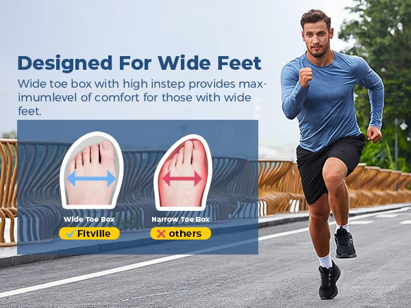 FitVille Men's Wide Sport Running Sneakers, Breathable Lightweight Athletic Training Footwear Suitable for Swollen Feet