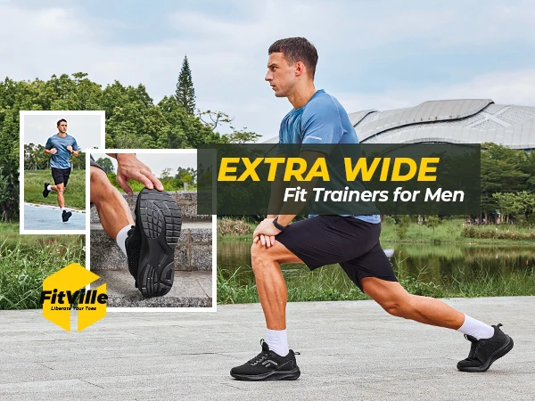 FitVille Men's Wide Sport Running Sneakers, Breathable Lightweight Athletic Training Footwear Suitable for Swollen Feet