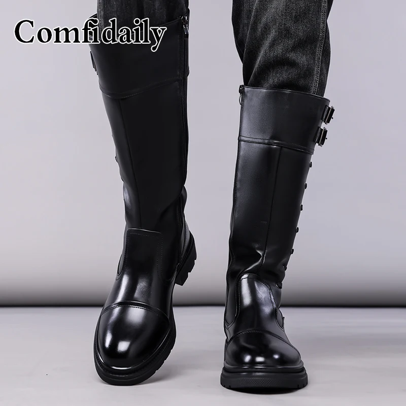 Men's High-Top Boots British Style Fashionable Comfortable Long Tube Boots Soft Non-Slip Men's Footwear-C1308