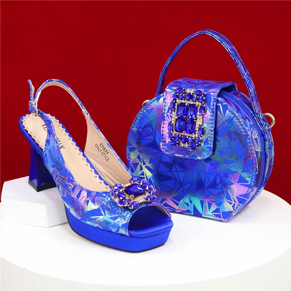 Italy Shoes and Bags Set for Woman African Women Shoes and Bags Italy Rhinestone Wedding Shoes Bags Women Pumps Luxury Party