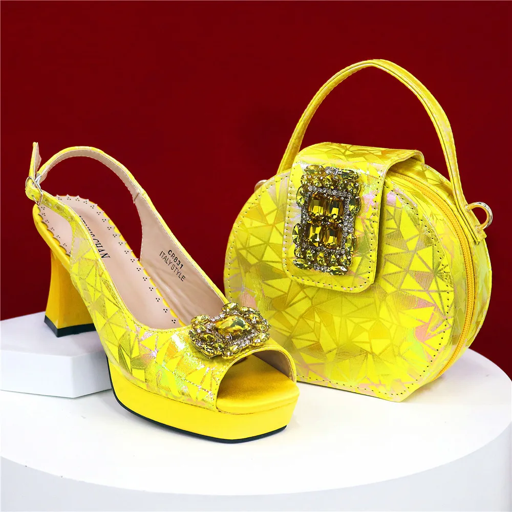 Italy Shoes and Bags Set for Woman African Women Shoes and Bags Italy Rhinestone Wedding Shoes Bags Women Pumps Luxury Party