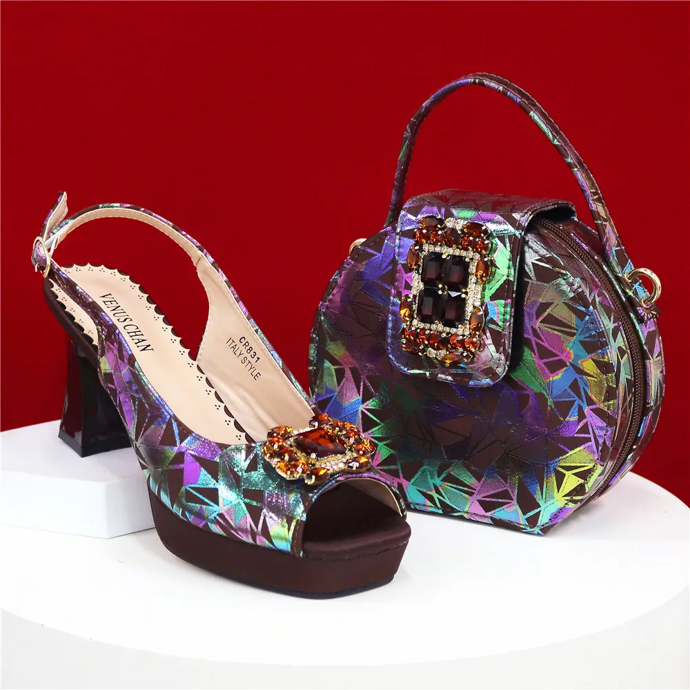 Italy Shoes and Bags Set for Woman African Women Shoes and Bags Italy Rhinestone Wedding Shoes Bags Women Pumps Luxury Party