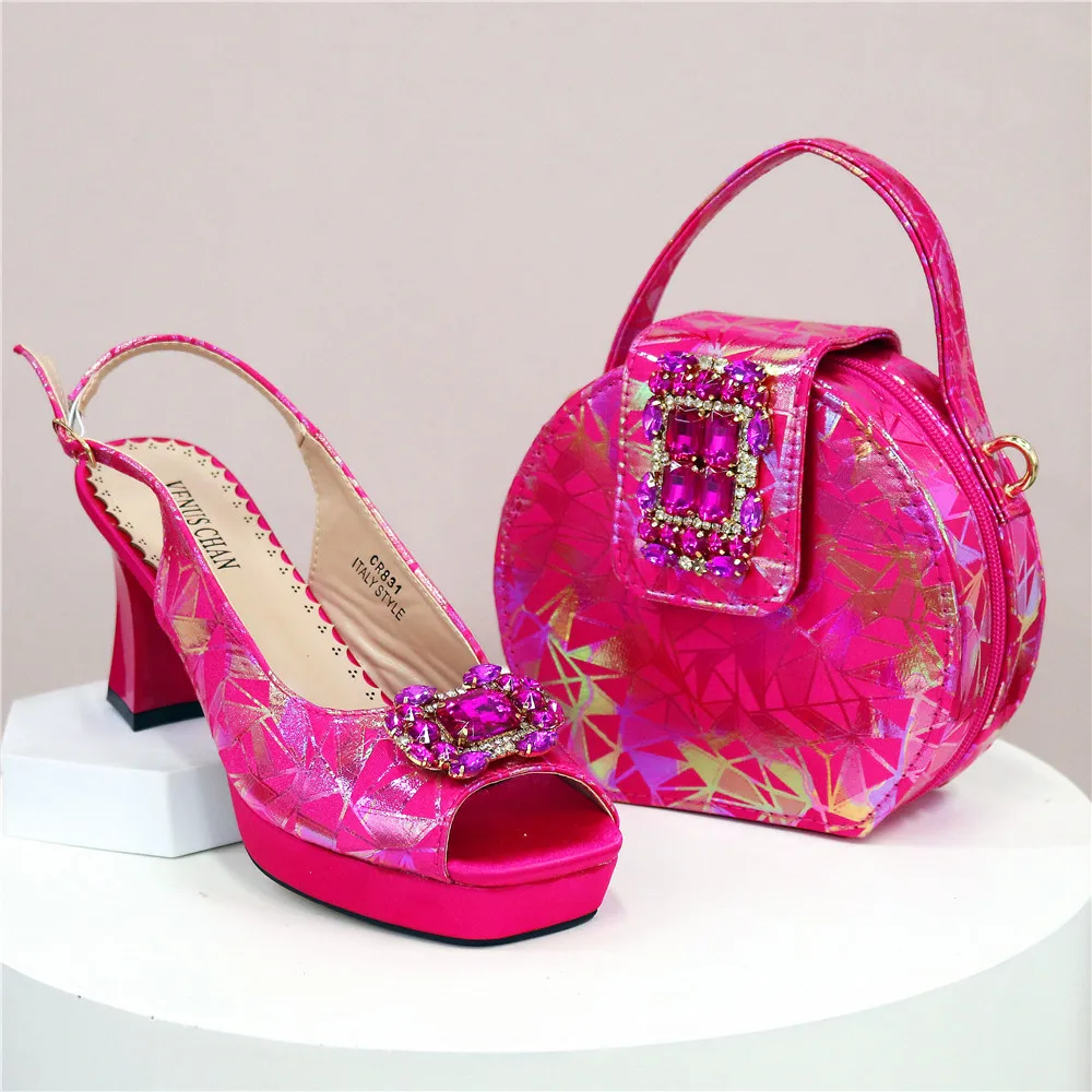 Italy Shoes and Bags Set for Woman African Women Shoes and Bags Italy Rhinestone Wedding Shoes Bags Women Pumps Luxury Party