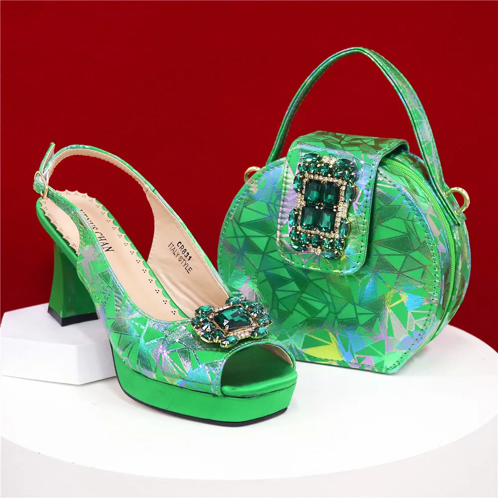 Italy Shoes and Bags Set for Woman African Women Shoes and Bags Italy Rhinestone Wedding Shoes Bags Women Pumps Luxury Party