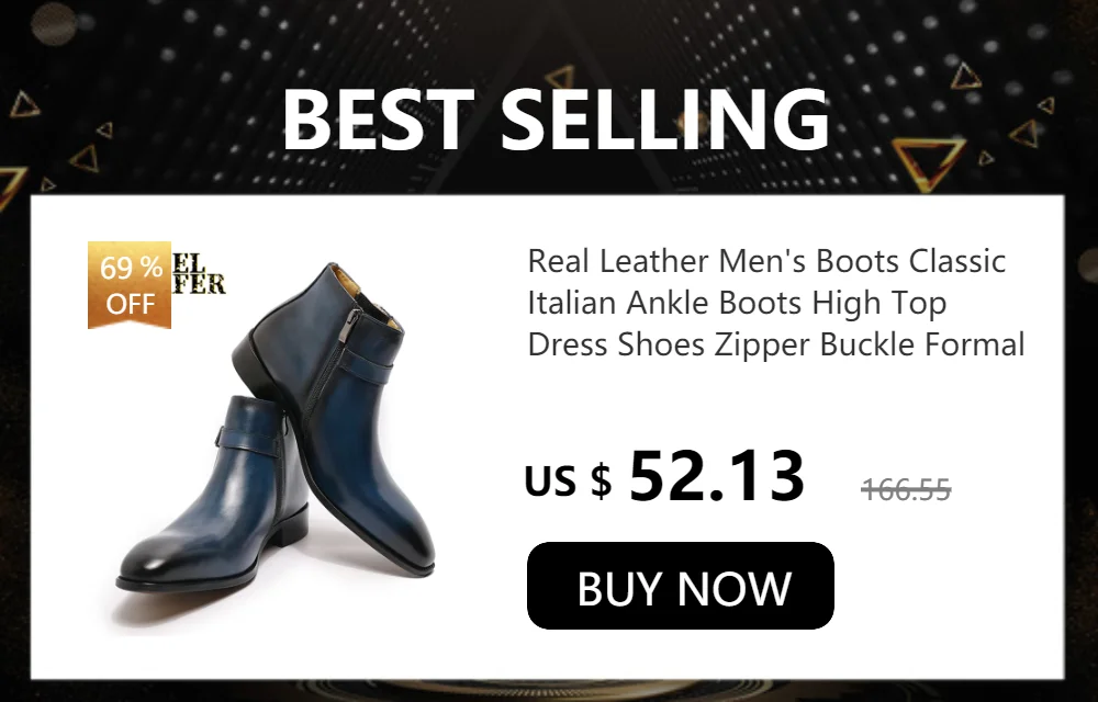 Real Leather Men's Boots Classic Italian Ankle Boots High Top Dress Shoes Zipper Buckle Formal Shoes for Men Blue Basic Boots