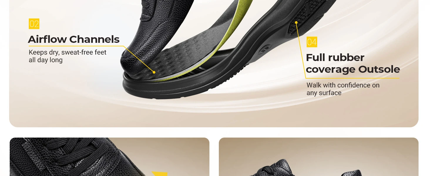 FitVille Men's Dress Shoes Wide Toe Casual Oxford Shoes for Men Walking Business Sneakers Arch Support Comfortable Lightweight