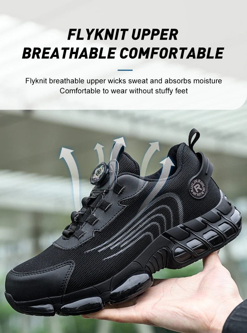 Durable Men's Safety Shoes Fashion Men's Work Boots Anti Smash Piercing Resistant Factory Outdoor Comfort Footwear For Men
