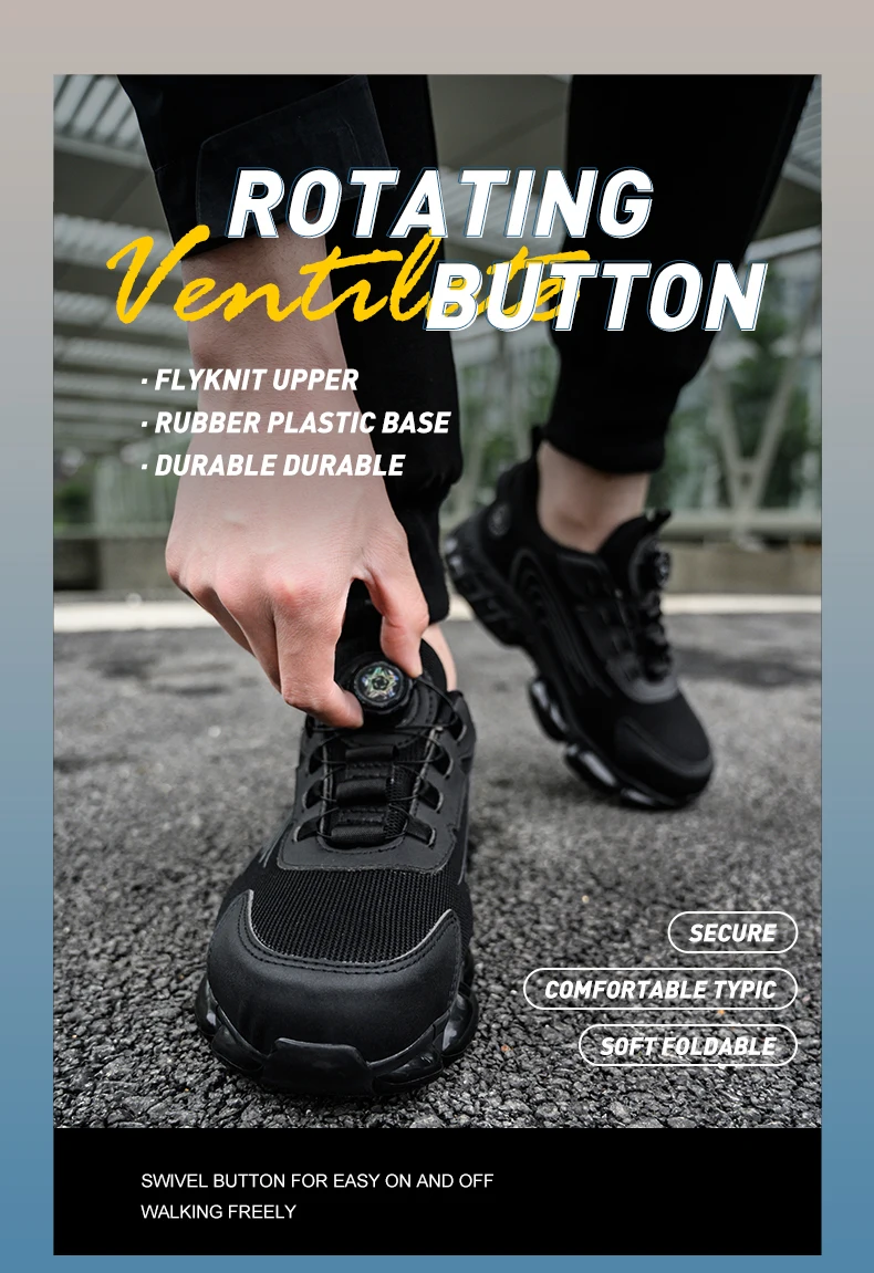 Durable Men's Safety Shoes Fashion Men's Work Boots Anti Smash Piercing Resistant Factory Outdoor Comfort Footwear For Men